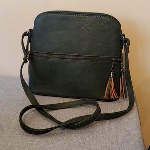 Forest Green Zippered Shoulder Bag